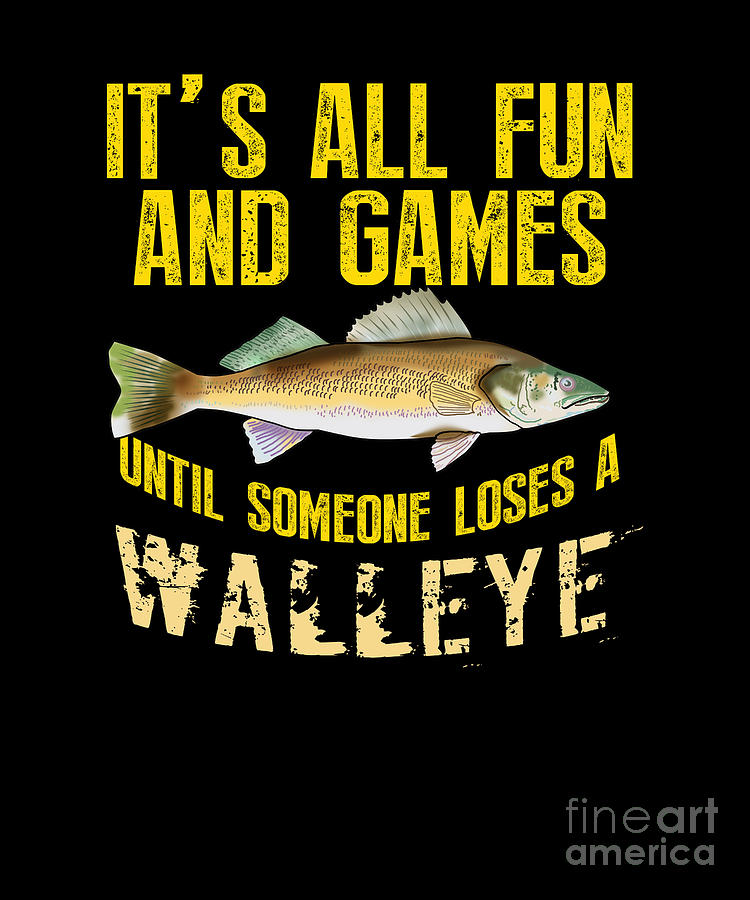 Funny Walleye Fishing Freshwater Fish Lake Gift Digital Art by MUC Designs