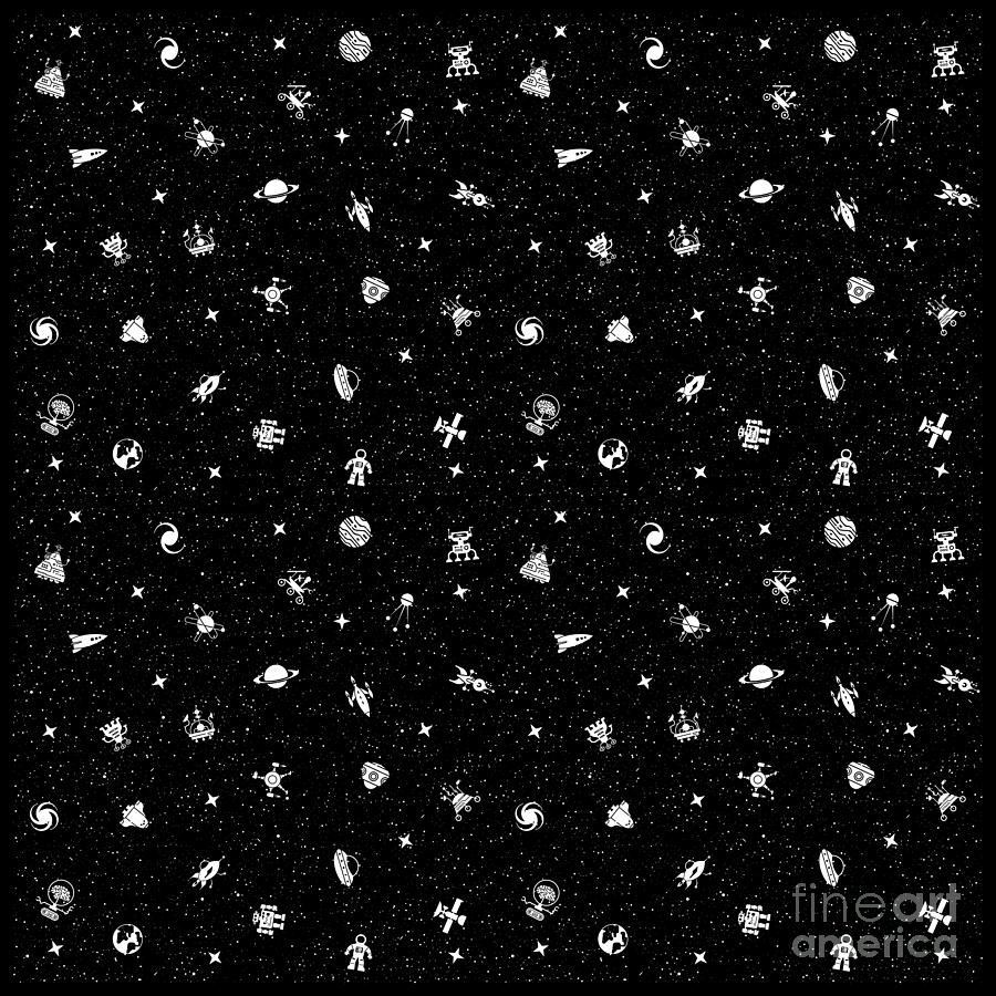 Planet Digital Art - Galaxy Space Pattern Astronaut Planets Rockets #3 by Mister Tee