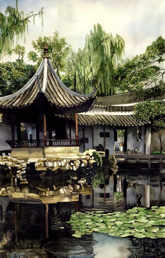 Garden in China Painting by Alfred Ng