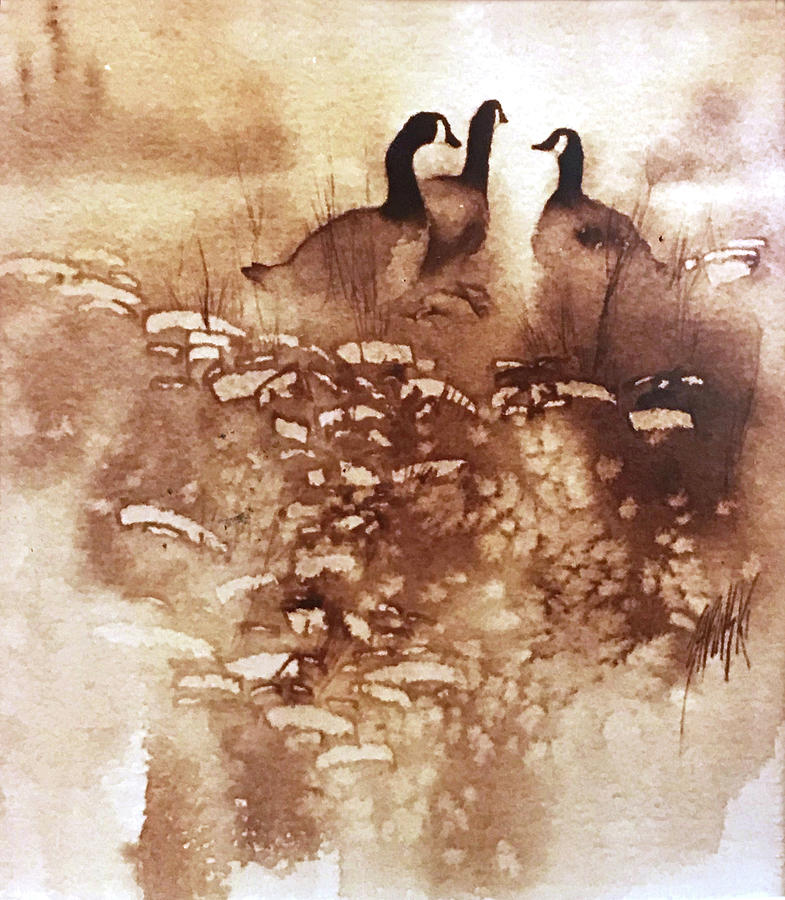 3 Geese Painting by Susan Blackwood