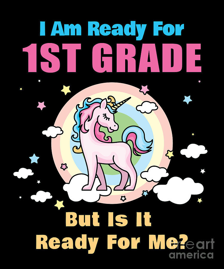 Girls Ready For 1st Grade Back To School Unicorn Digital Art by Baby ...