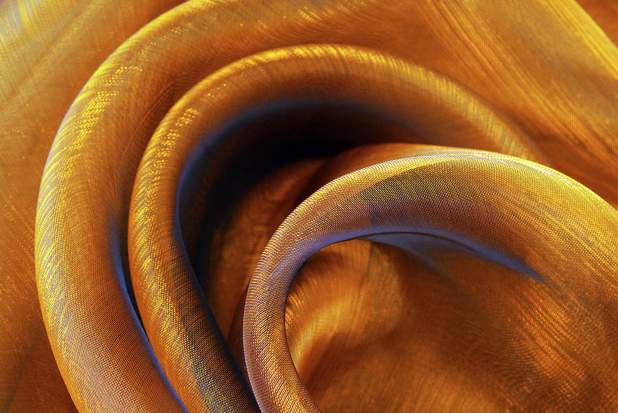 Golden Organza Fabric Wavy Texture #3 Photograph by Severija Kirilovaite