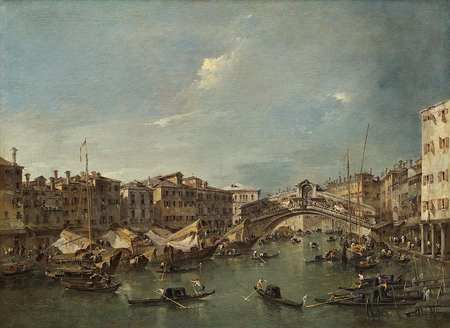 Grand Canal with the Rialto Bridge, Venice #4 Painting by Francesco Guardi