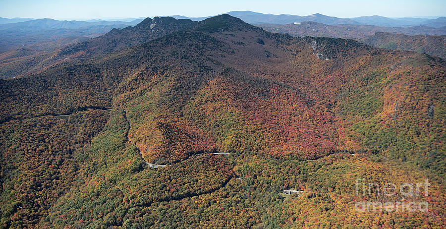 Grandfather Mountain and the Linn Cove Viaduct section of the Bl #3 Photograph by David Oppenheimer