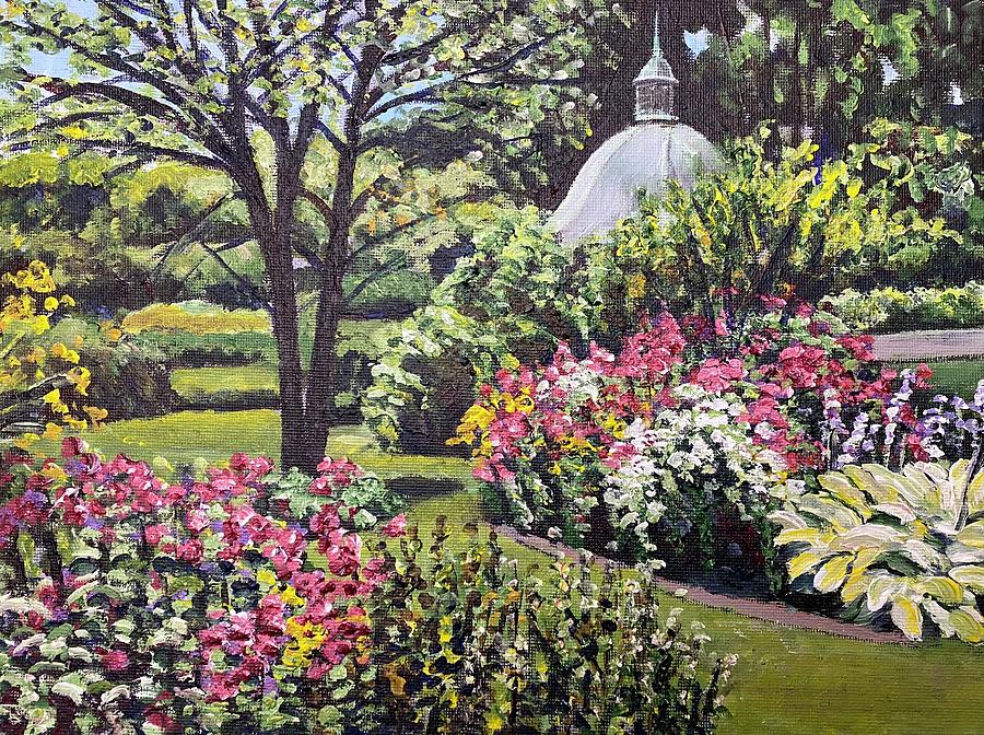 Grandmothers Garden Summer #3 Painting by Richard Nowak