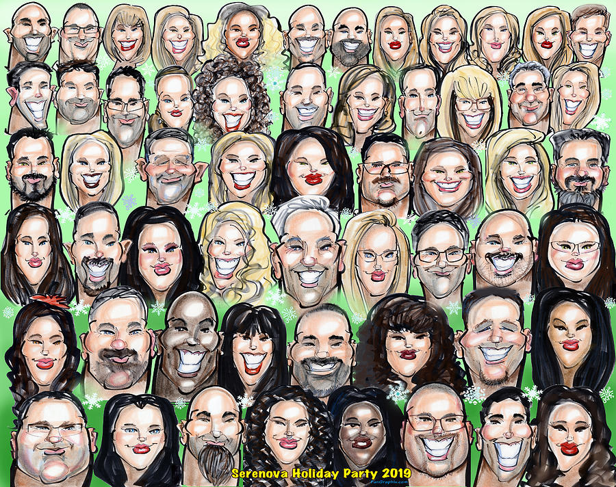 Group Caricature #3 Digital Art by Kevin Middleton