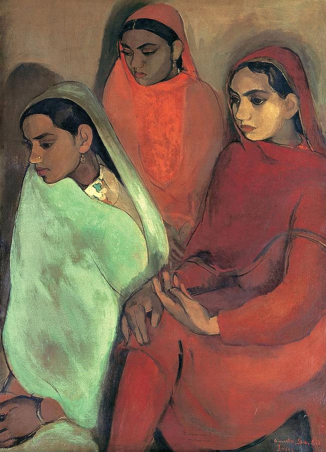Group Of Three Painting - Group Of Three Girls #3 by Amrita Sher-Gil