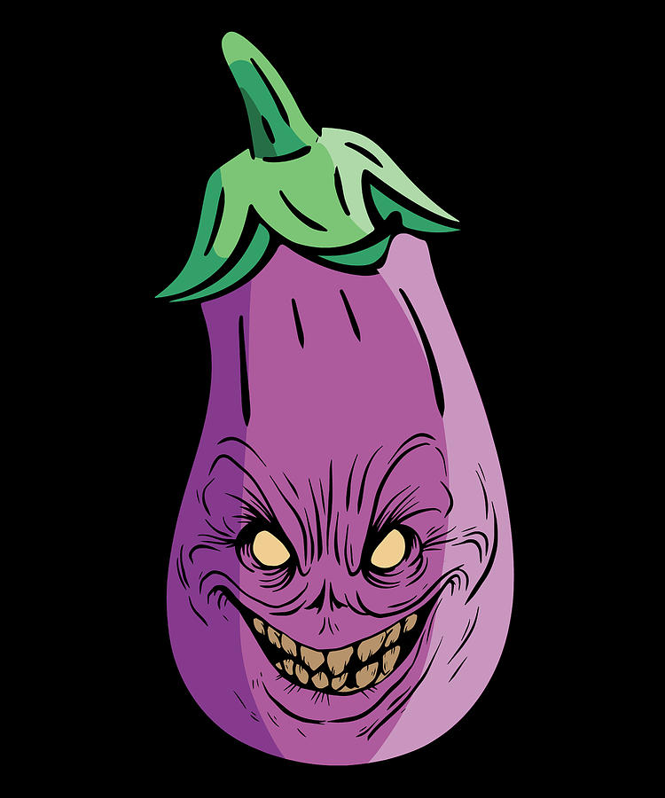 Halloween Digital Art - Halloween Eggplant Monster Healthy Food Lovers #3 by Toms Tee Store