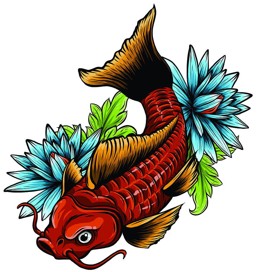 koi fish tattoos outline