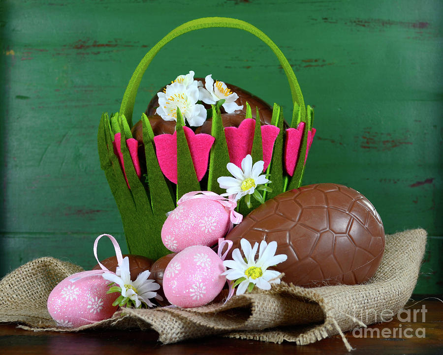 Happy Easter green background #3 Photograph by Milleflore Images