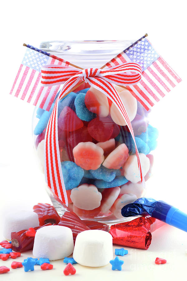 Happy Fourth of July Candy Jar. #3 Photograph by Milleflore Images