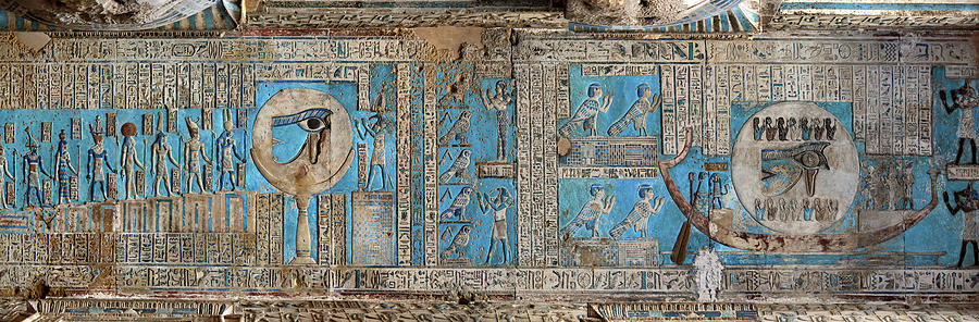 Hieroglyphic carvings in ancient egyptian temple #3 Painting by Mikhail Kokhanchikov