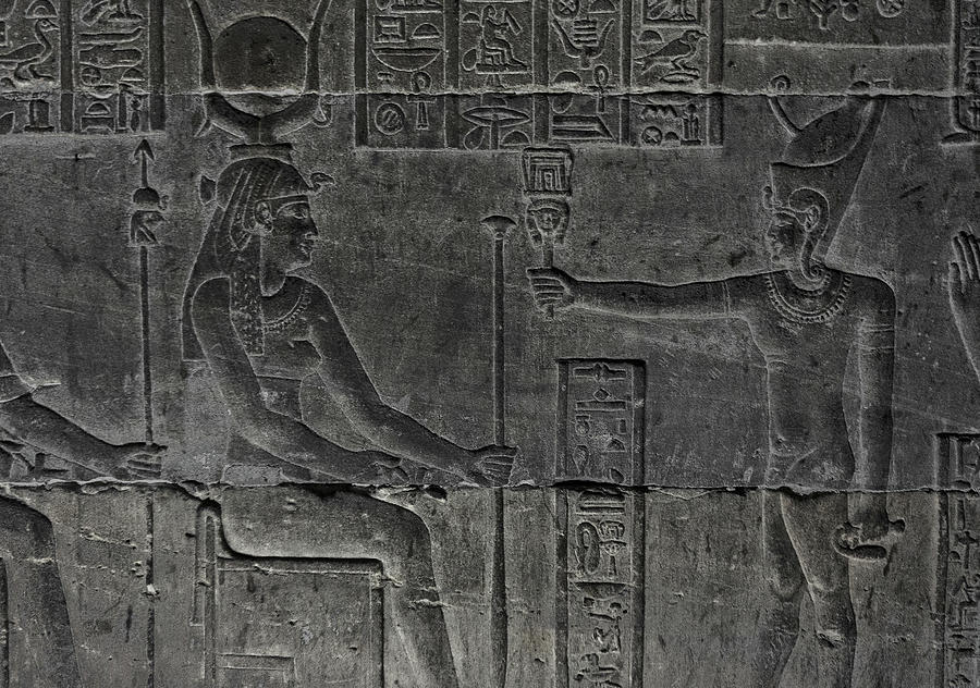 Hieroglyphic egypt carvings on wall #3 Relief by Mikhail Kokhanchikov