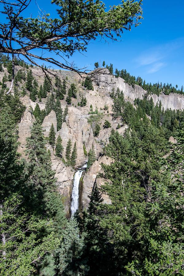 High angle view of tower fall waterfalls in yellowstone  #3 Photograph by Alex Grichenko