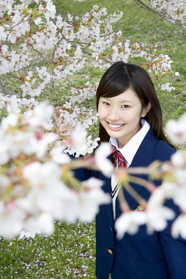High School Student Under The Cherry Blossoms, Differential Focus #3 Photograph by Daj