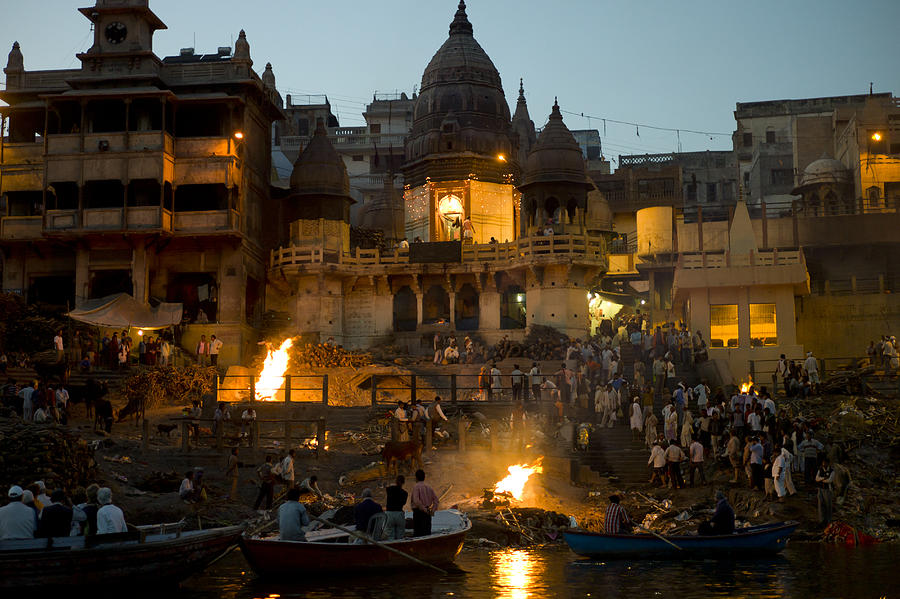 Hindu Cremation by Ganges in Varanasi, India Photograph by Tim Graham Hindu Cremation by Ganges in Varanasi, India Photograph by Tim Graham