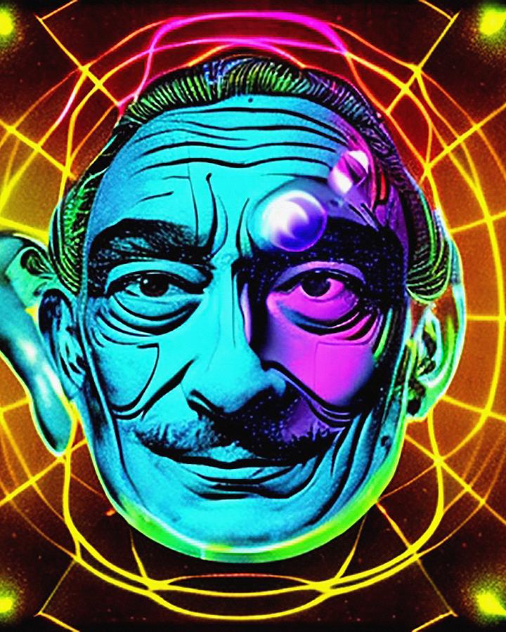 Hologram Of Salvador Dali Floating In Space A Vibrant Digital ...