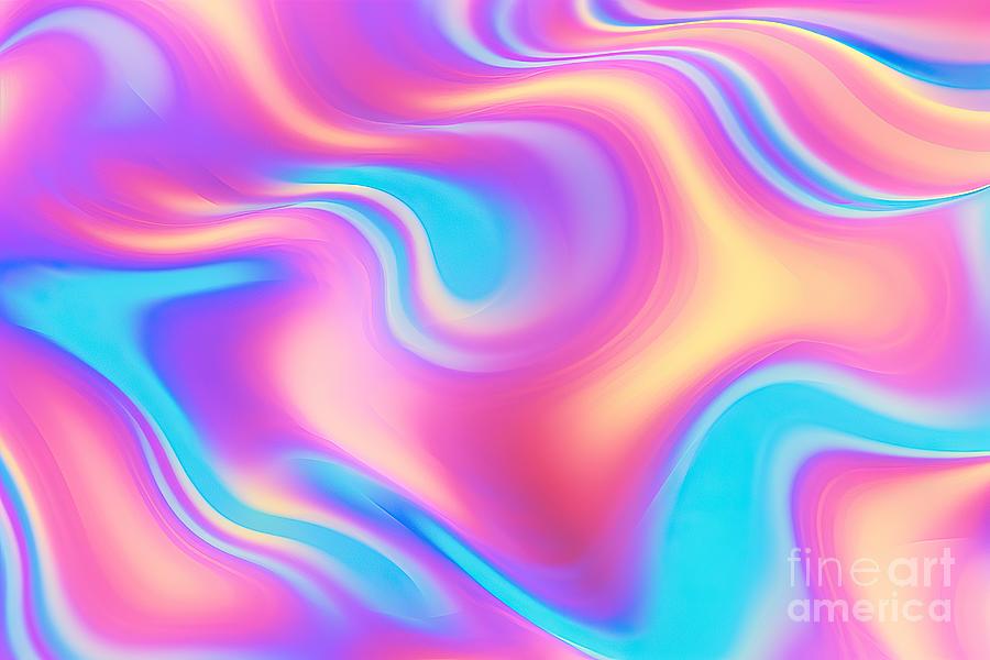 Abstract Painting - Holographic neon background. Wallpaper #3 by N Akkash