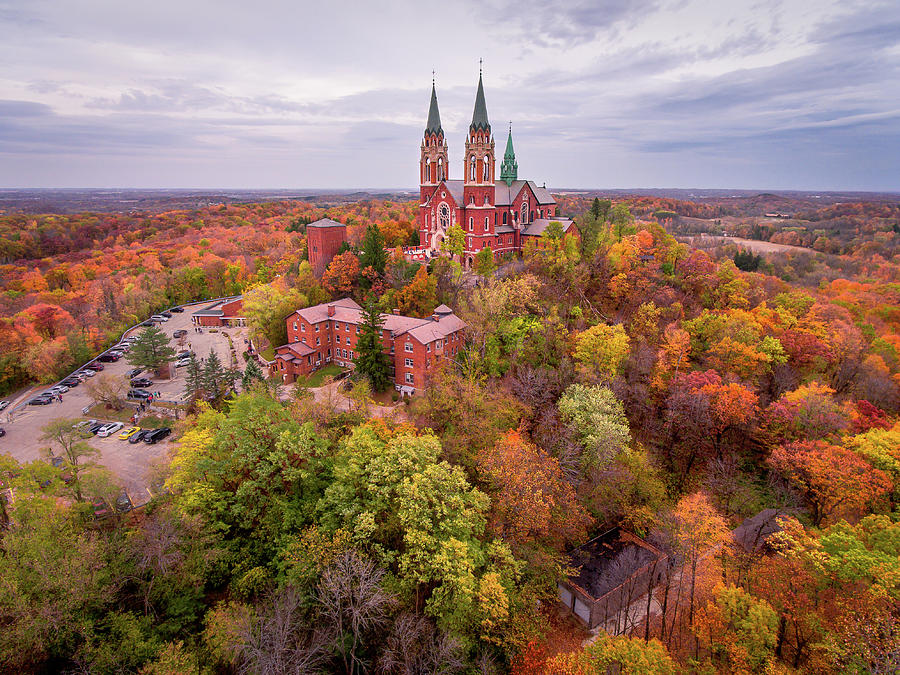 Holy Hill Basilica Fall Colors, Wisconsin Photograph by Neal G Fine