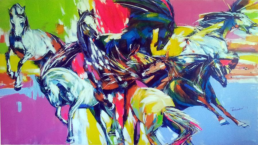 Horses #3 Painting by Tsolmonbat Enkhbat