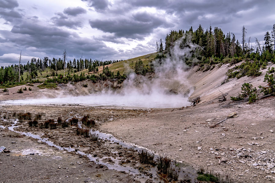 Hot Spring And Geiser In Yellowstone National Par  #3 Photograph by Alex Grichenko