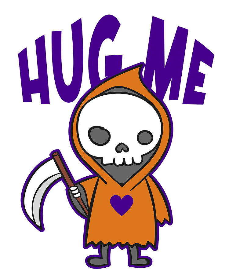 Halloween Digital Art - Hug Me Classic Skull of Death Creepy Skeleton Design #3 by Toms Tee Store