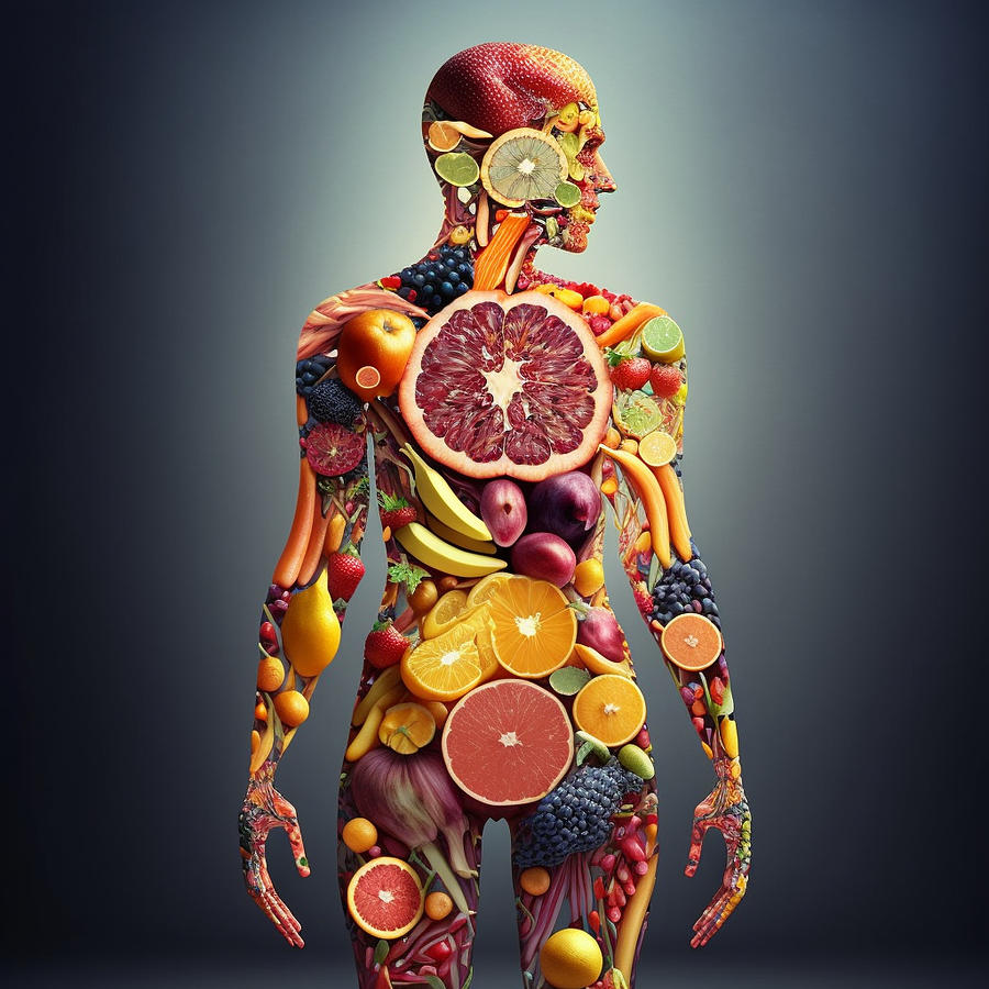Fantasy Digital Art - human  body  made  of  fruits by Asar Studios #3 by Celestial Images