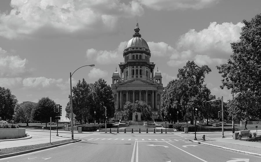 Illinois state capitol in Springfield, Illinois in black and white #3 Photograph by Eldon McGraw