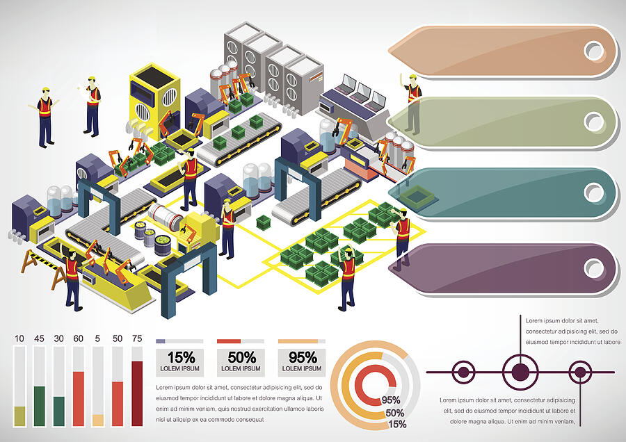 Illustration Of Info Graphic Factory Equipment Concept #3 Drawing by Toonsteb