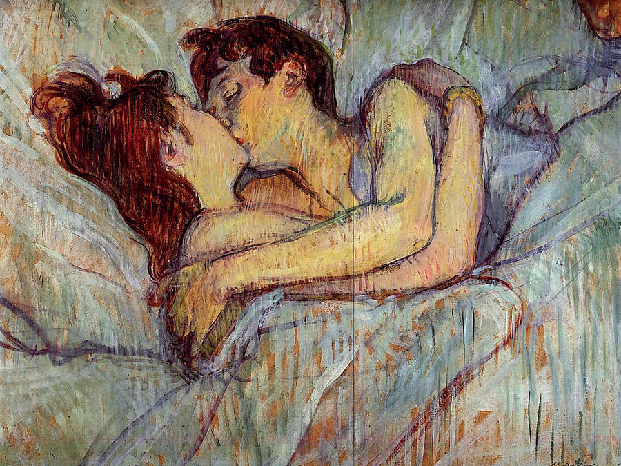 Paris Painting - In Bed, The Kiss #3 by Henri de Toulouse Lautrec