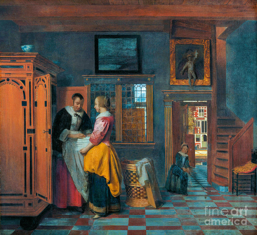 Interior With Women Beside A Linen Cupboard Painting