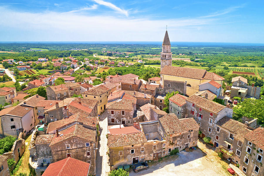 Istria. Town Of Visnjan On Green Istrian Hill Aerial View Photograph