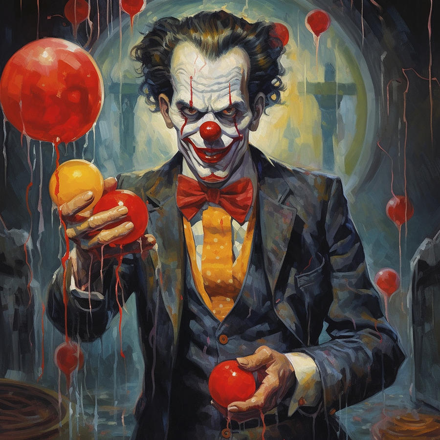 it the clown but more evil pulp by Asar Studios Painting by Celestial ...