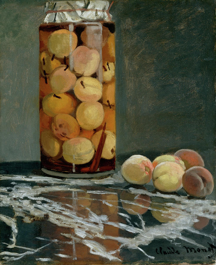 Claude Monet Painting - Jar of Peaches #3 by Claude Monet