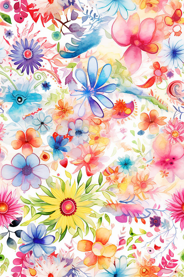 Jayanta - Good Old Time Flower Pattern Digital Art