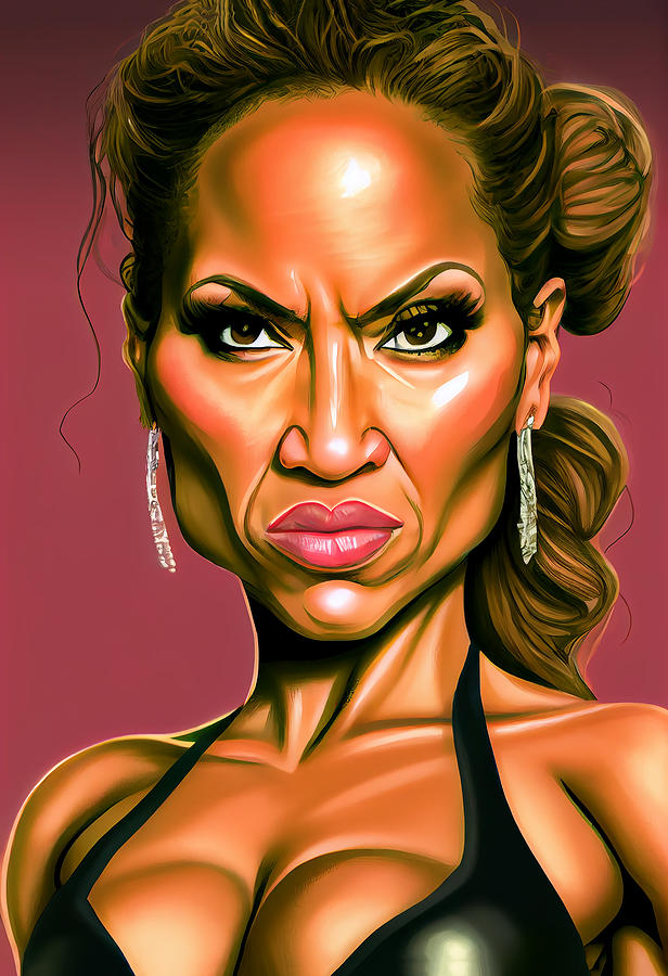 Jennifer Lopez Caricature Mixed Media