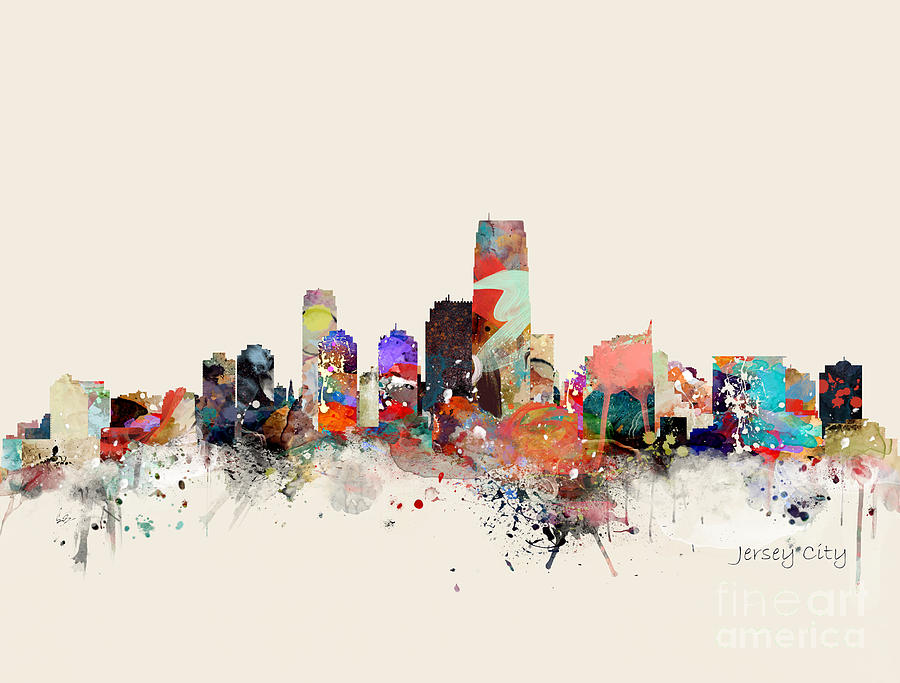 Jersey City Skyline  #3 Painting by Bri Buckley