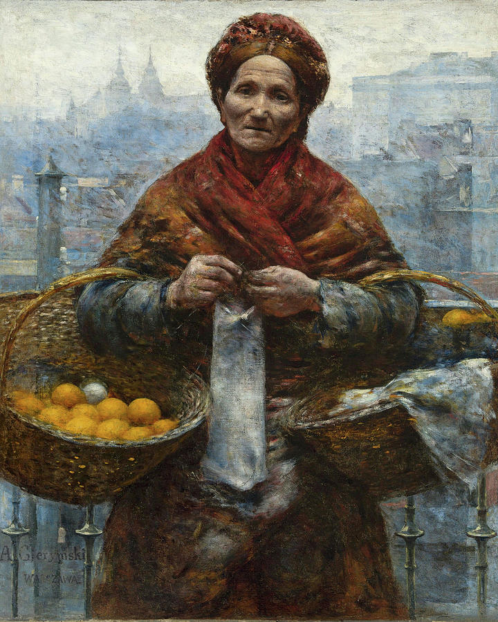 Portrait Painting - Jewish woman selling oranges #3 by Aleksander Gierymski