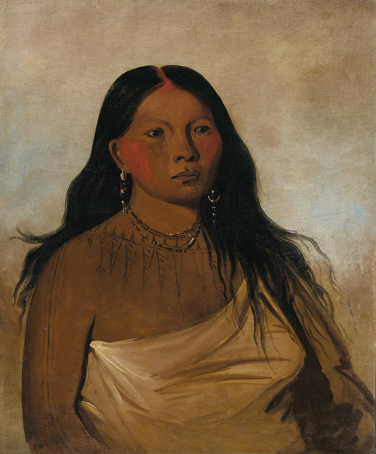 Kah-kee-tsee Thighs a Wichita Woman Painting by George Catlin - Fine ...