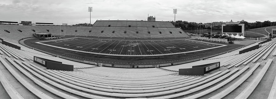 Kansas Jayhawks football stadium in black and white Photograph by Eldon McGraw