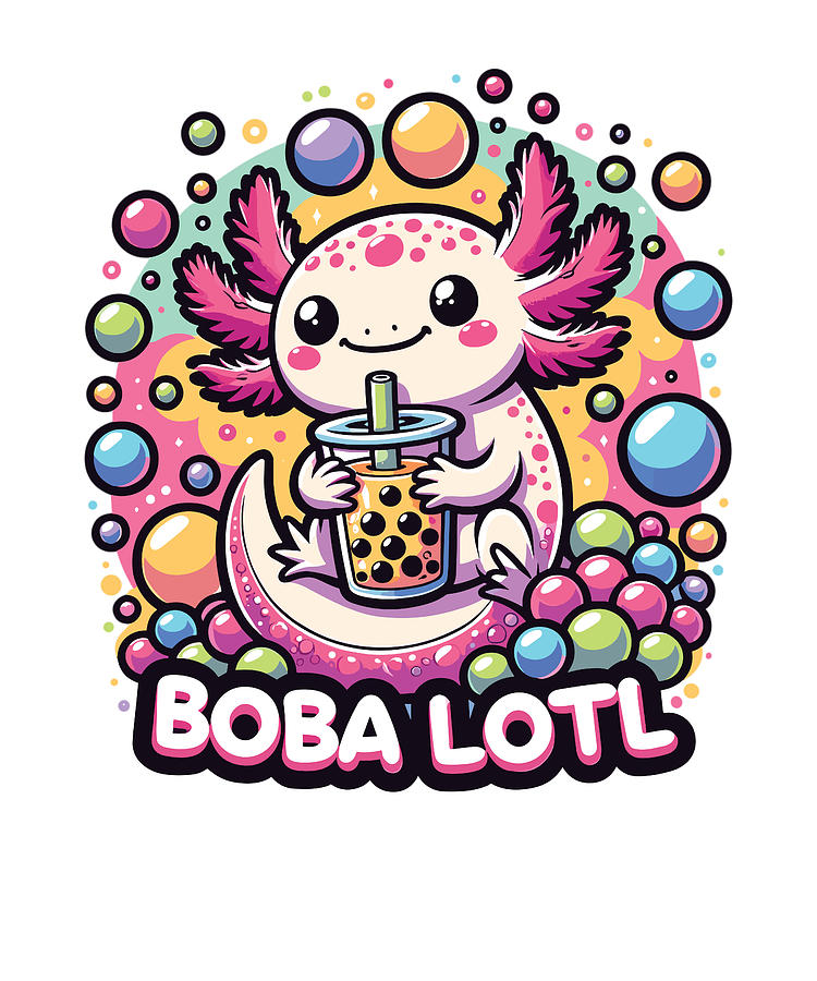 Kawaii Axolotl Bubble Tea Boba Axolotl #3 Digital Art by Daniel Kern ...