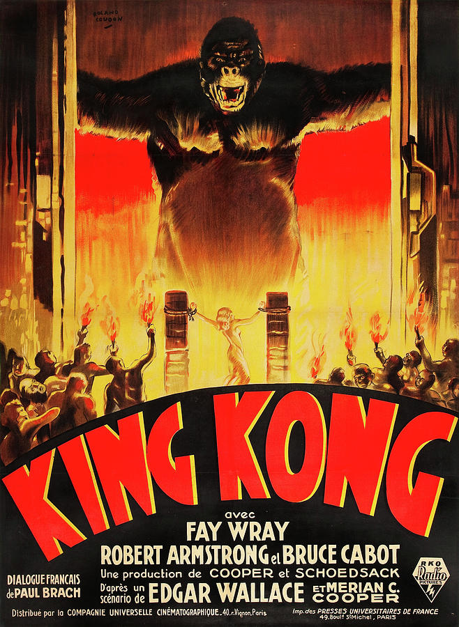 Vintage Mixed Media - King Kong, 1933 - art by Roland Coudon  by Movie World Posters