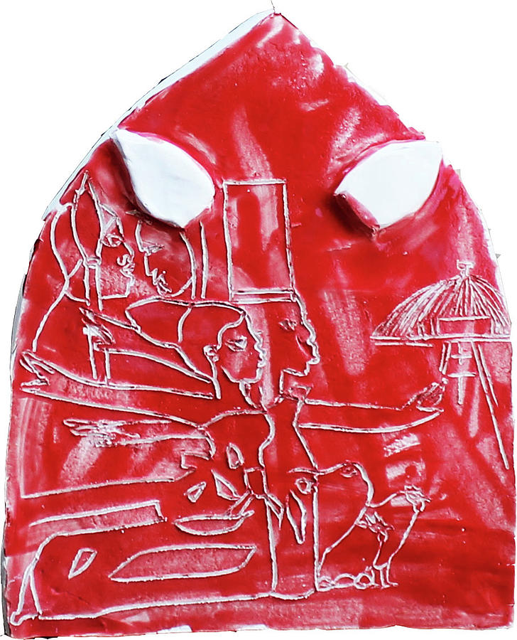 Kintu and Nambi Shield #3 Ceramic Art by Gloria Ssali