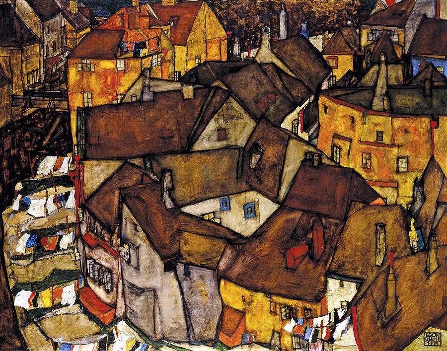 Krumau Crescent of Houses The small City V Painting by Egon Schiele