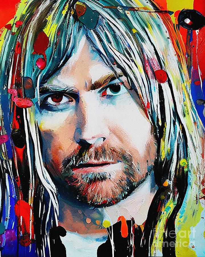 Kurt Cobain Abstract Art Mixed Media by Lisa Von - Fine Art America