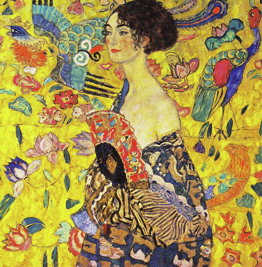 Lady With Fan and Cat, Vintage Gustav Klimt Art Print, All Purpose Des –  Arty Cats