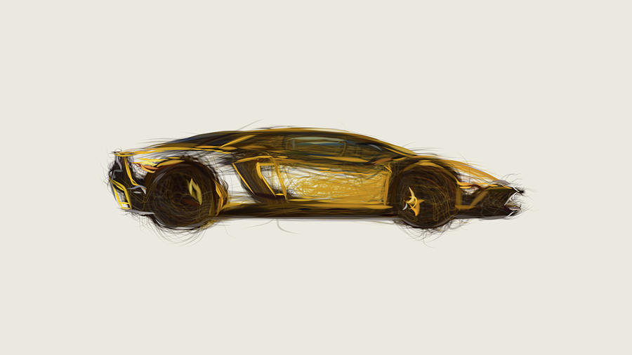 Black Charcoal Car Sketch (lamborghini), Size: A4