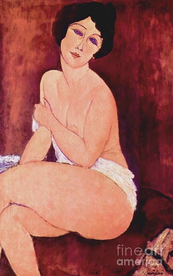 Large Seated Nude Painting Painting by Amedeo Modigliani Large Seated Nude Painting Painting by Amedeo Modigliani
