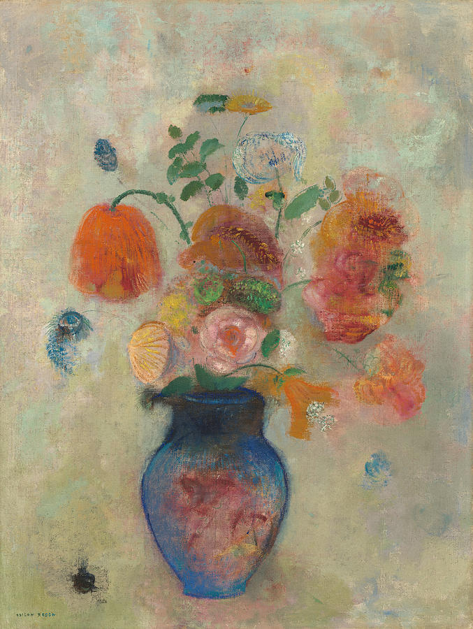 Large Vase with Flowers #3 Painting by Odilon Redon