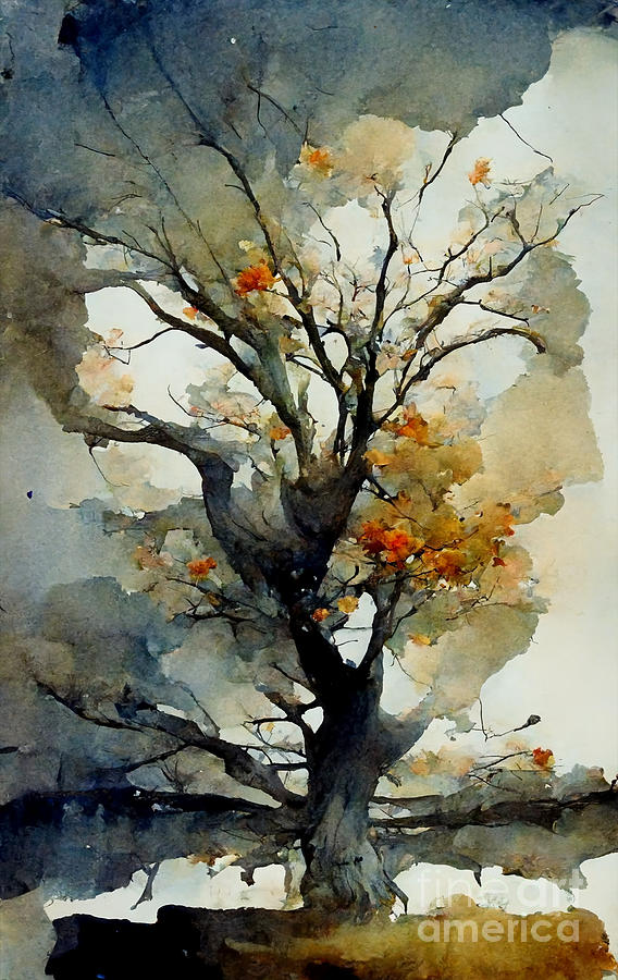 Tree Digital Art - Late autumn #4 by Sabantha